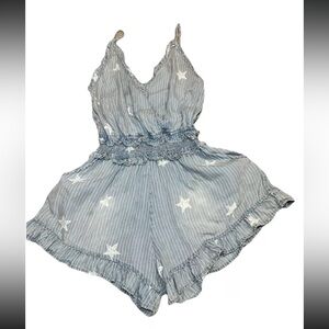 NWT Vintage Havana Blue Jean‎ Romper Size LG